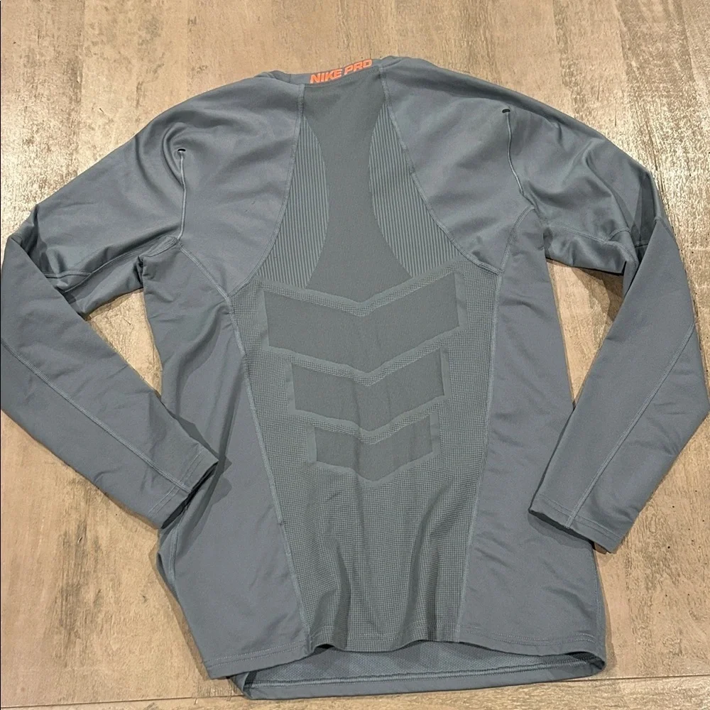Nike Gray Long Sleeve with Orange Swoosh, hyper warm